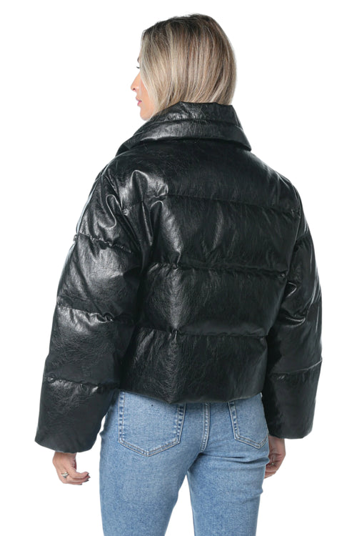 Jacheta Michael Kors Fx Leather Moto Down Negru