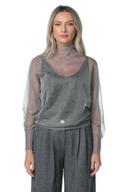 Top Ted Baker Taylaw Sheer Funnel Neck Gri