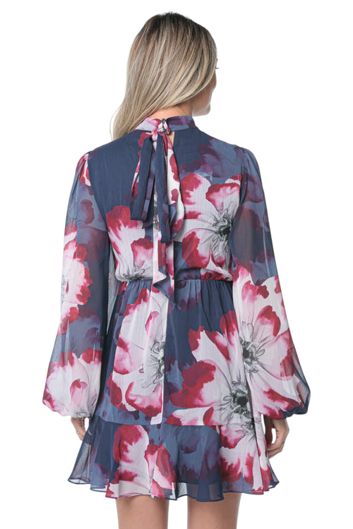 Rochie Ted Baker Aracely Printed Long Sleeve Mini Albastru