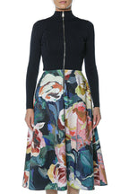Rochie Ted Baker Patriia Midi Dress With Printed Ottoman Skirt