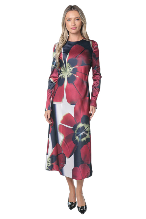 Rochie Ted Baker Neerah Printed Long Sleeve Midi Albastru