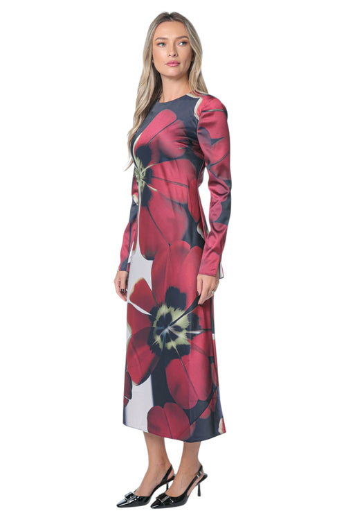 Rochie Ted Baker Neerah Printed Long Sleeve Midi Albastru