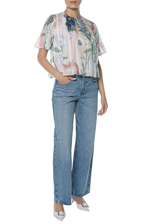 Tricou Ted Baker Nansii Pleated Angel Sleeve Printed