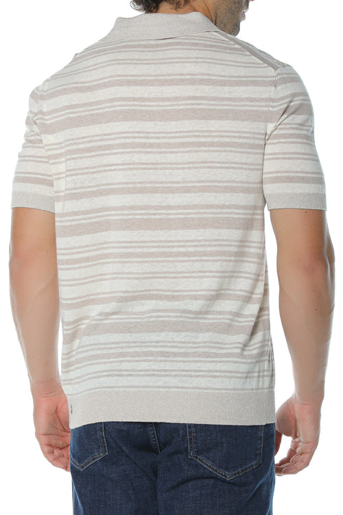 Tricou polo Ted Baker Brodi Linen Blend Stripe Knitted