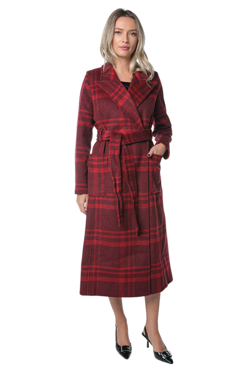 Palton DKNY Maxi Wrap Wool Rosu