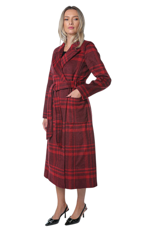 Palton DKNY Maxi Wrap Wool Rosu