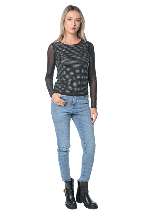 Bluza DKNY Dome Studs Mesh Negru