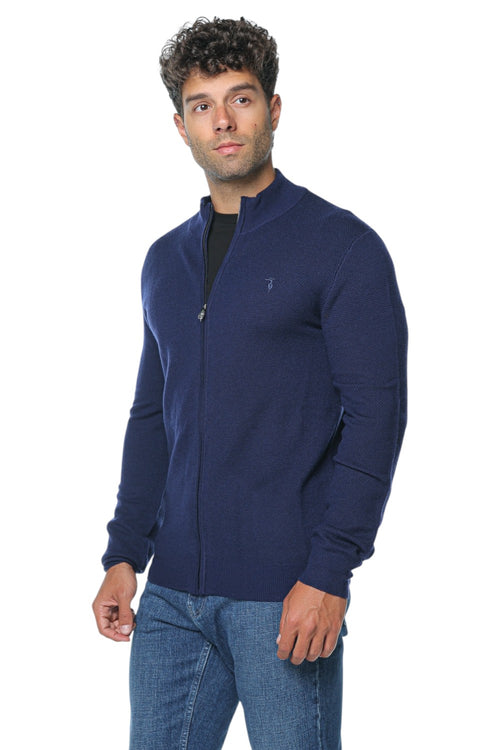 Pulover Trussardi Knitwear -Cadigan Con Zip In Pura Lana Piquet