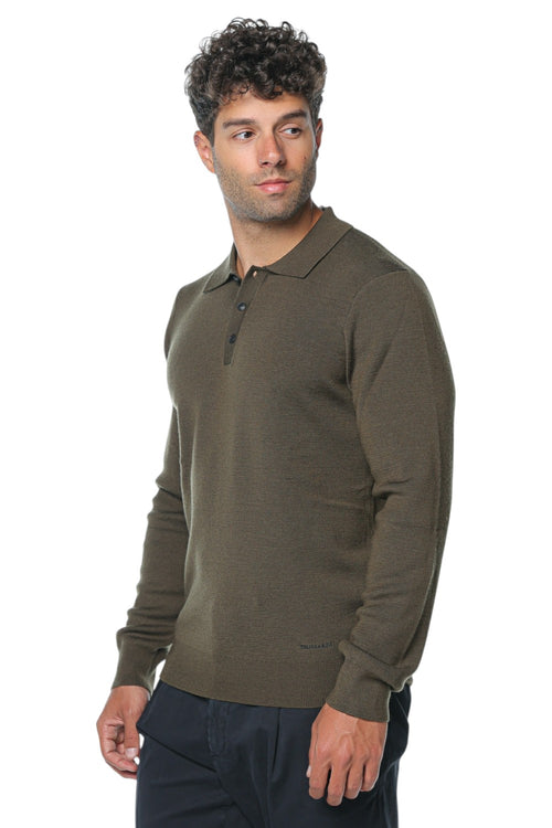 Pulover Trussardi Polo Sweater - Pure Wool Yarn