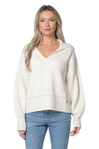 Bluza Karl Lagerfeld Wide Collar Knit Bej