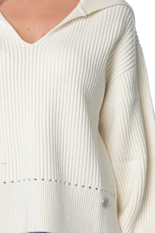 Bluza Karl Lagerfeld Wide Collar Knit Bej