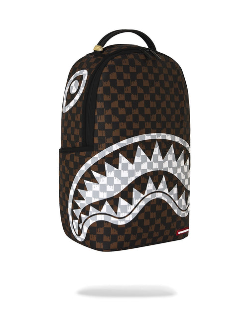 Rucsac Sprayground Brown And Cream Drip Check Shark
