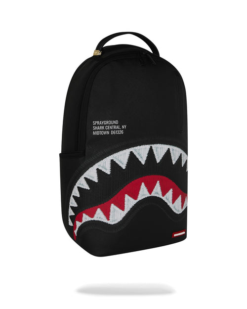 Rucsac Sprayground Shark Central Black Embroidered Shark