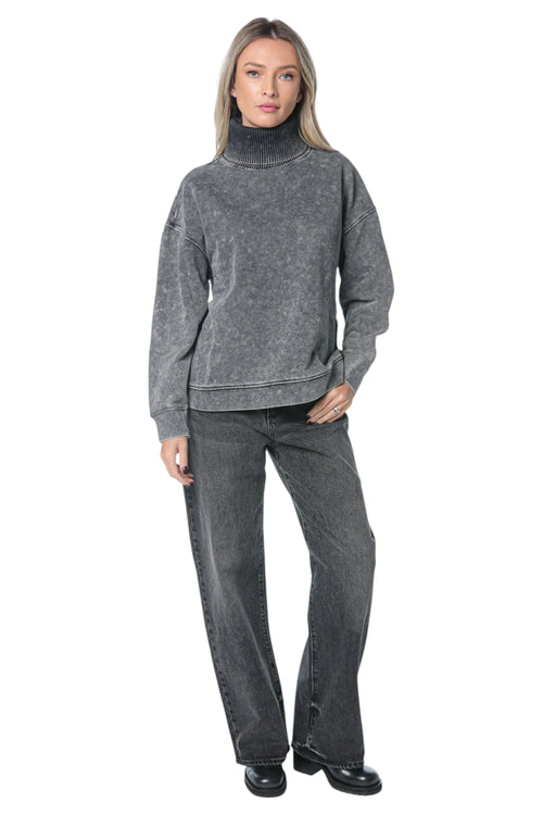 Pulover One Teaspoon Fleece Roll Neck Gri
