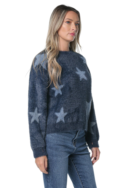 Pulover One Teaspoon Fluffy Star Albastru