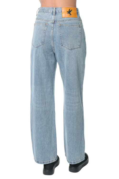 Jeans One Teaspoon Baxters Mid Waist Wide Leg Albastru