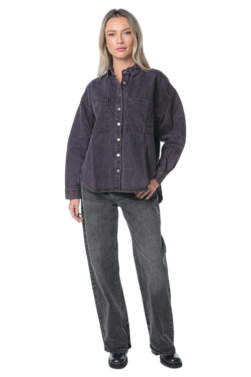 Camasa One Teaspoon Daria Denim Shacket Negru