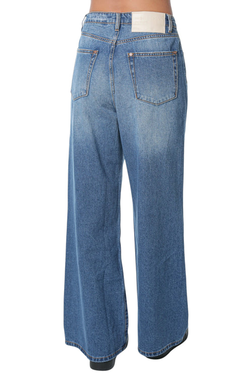 Jeans One Teaspoon Love Machines High Waist Super Wide Leg Albastru