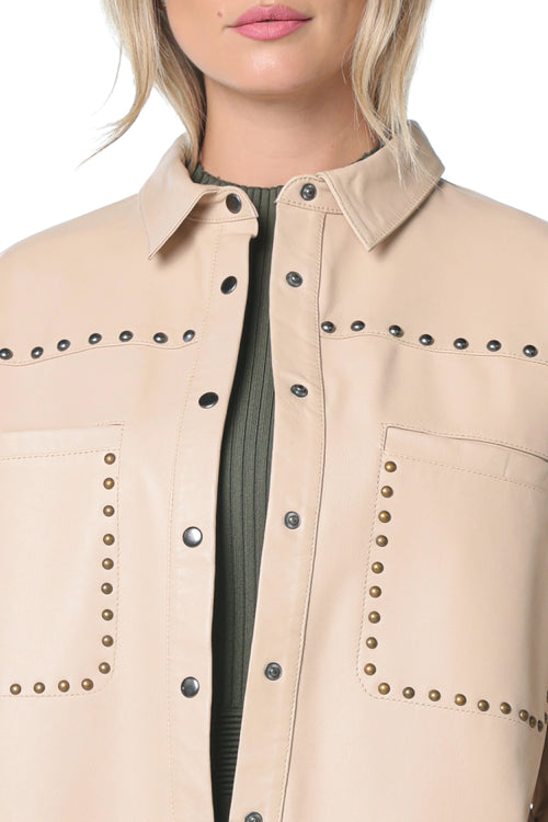 Camasa One Teaspoon Daria Leather Shacket Bej
