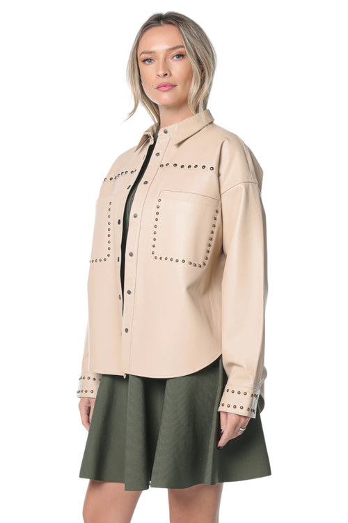 Camasa One Teaspoon Daria Leather Shacket Bej