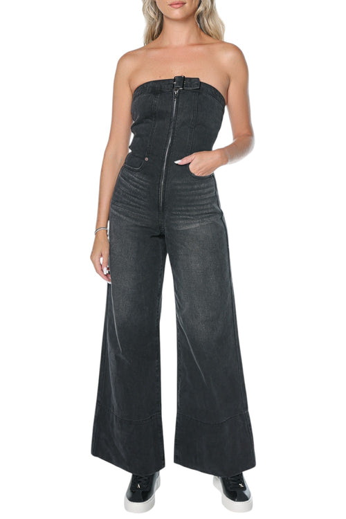 Salopeta One Teaspoon Dark Angel Strapless Wide Leg Denim