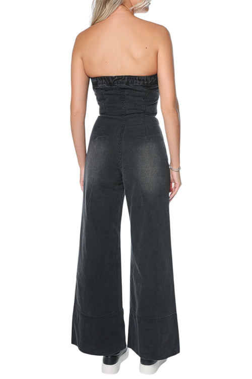 Salopeta One Teaspoon Dark Angel Strapless Wide Leg Denim
