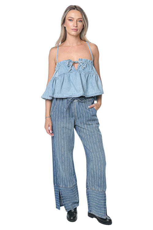 Jeans One Teaspoon Roadhouse Mid Waist Wide Leg Drawstring
