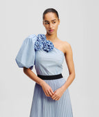 Top KARL LAGERFELD Flower One Shoulder Blouse