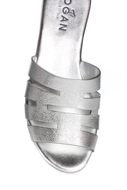 Papuci de piele Valencia Flat Metallic Hogan