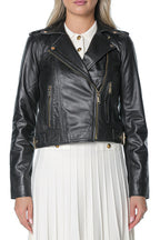 Jacheta Michael Kors Leather Moto