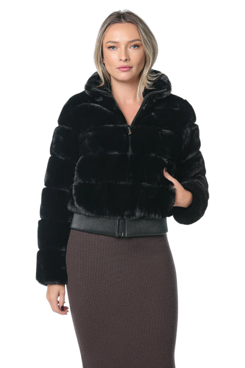 Jacheta Michael Kors Pelted Short Fur Bomber Negru