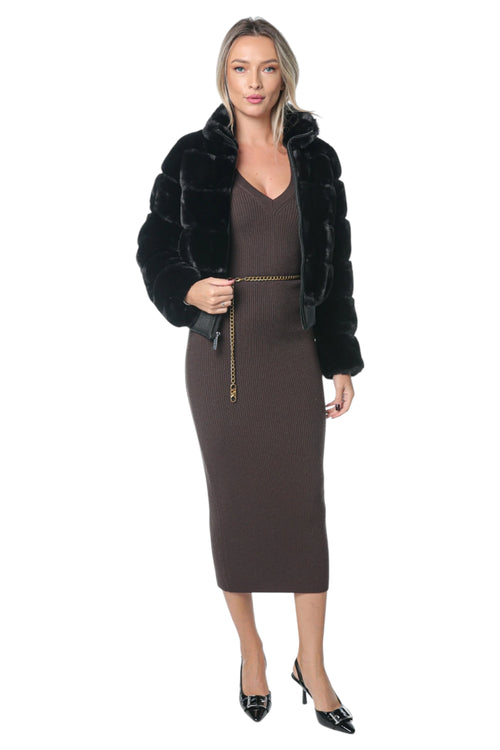 Jacheta Michael Kors Pelted Short Fur Bomber Negru