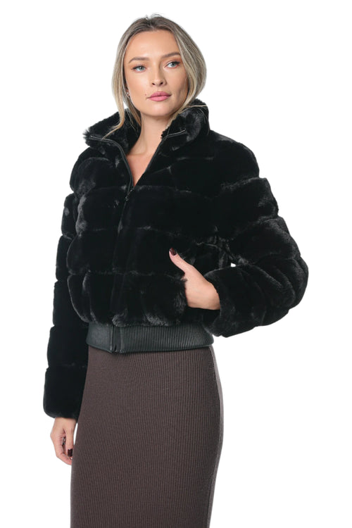 Jacheta Michael Kors Pelted Short Fur Bomber Negru