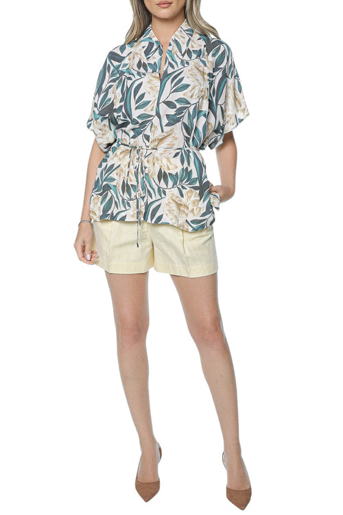 Pantaloni Scurti Michael Kors Pleated Linen