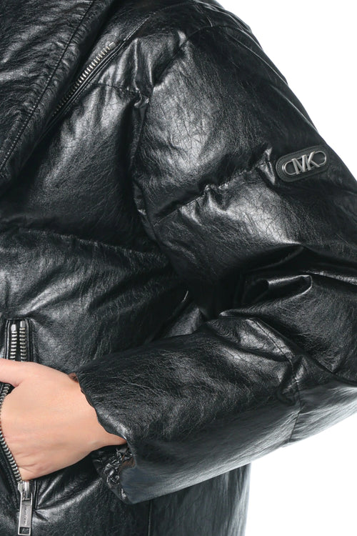 Jacheta Michael Kors Fx Leather Moto Down Negru