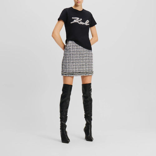 Fusta KARL LAGERFELD Pearl Embellished Boucle