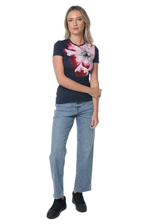 Tricou Ted Baker Louannn Placement Printed Fitted Albastru