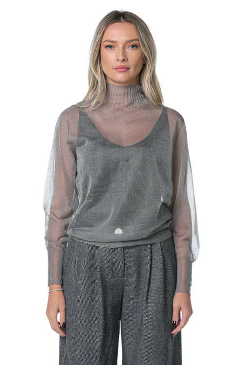 Top Ted Baker Taylaw Sheer Funnel Neck Gri