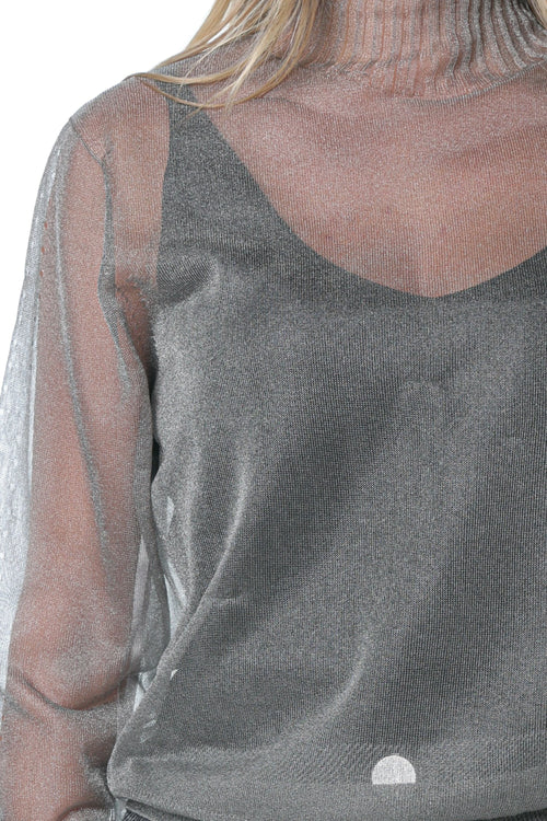 Top Ted Baker Taylaw Sheer Funnel Neck Gri