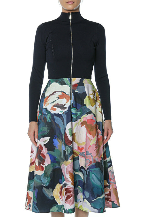Rochie Ted Baker Patriia Midi Dress With Printed Ottoman Skirt