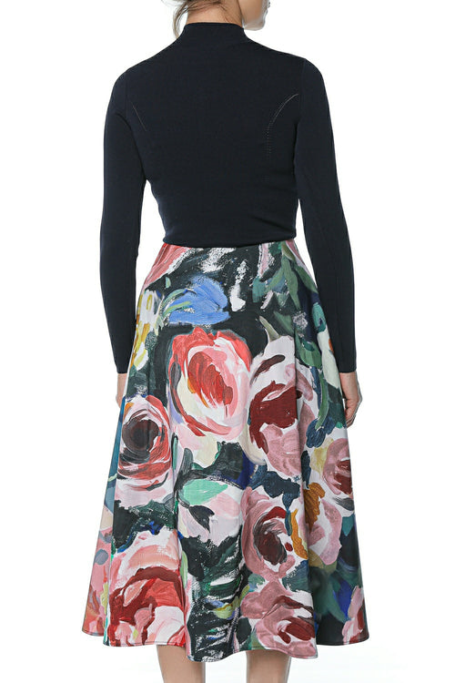Rochie Ted Baker Patriia Midi Dress With Printed Ottoman Skirt