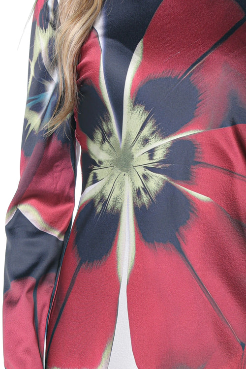 Rochie Ted Baker Neerah Printed Long Sleeve Midi Albastru