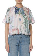 Tricou Ted Baker Nansii Pleated Angel Sleeve Printed