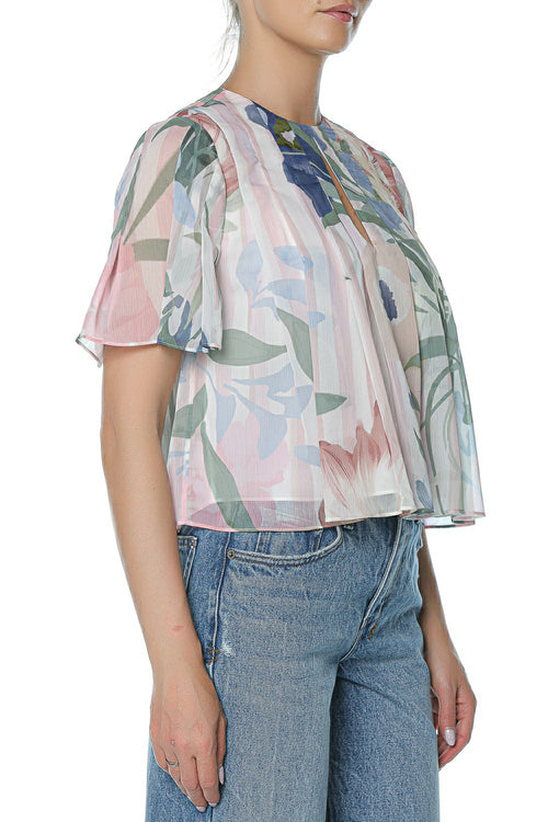 Tricou Ted Baker Nansii Pleated Angel Sleeve Printed