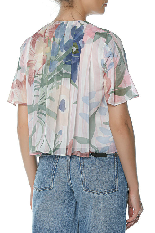 Tricou Ted Baker Nansii Pleated Angel Sleeve Printed