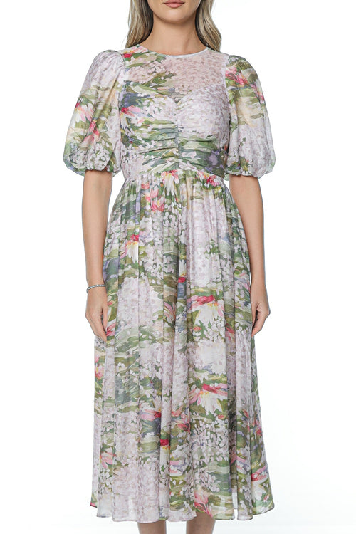 Rochie Ted Baker Jonora Puff Sleeve Printed Midi