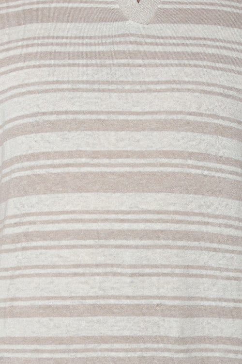 Tricou polo Ted Baker Brodi Linen Blend Stripe Knitted