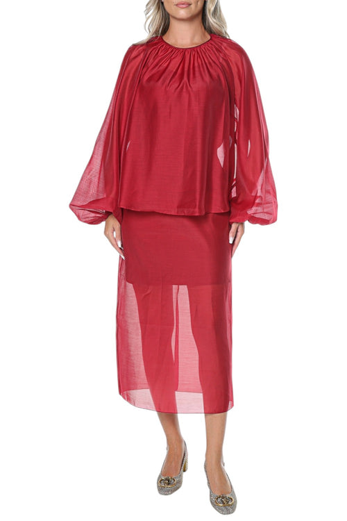 Bluza Ted Baker Eelana Puff Sleeve Blouse With Organza Overlay