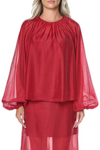 Bluza Ted Baker Eelana Puff Sleeve Blouse With Organza Overlay
