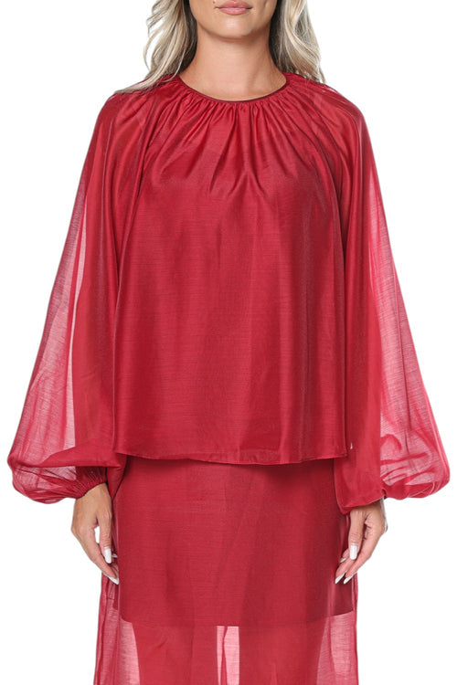 Bluza Ted Baker Eelana Puff Sleeve Blouse With Organza Overlay